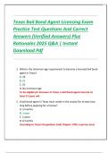 Texas Bail Bond Agent Licensing Exam  Practice Test Questions And Correct  Answers &lpar;Verified Answers&rpar; Plus  Rationales 2025 Q&A &vert; Instant  Download Pdf
