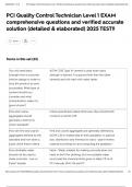 PCI Quality Control Technician Level 1 EXAM comprehensive questions and verified accurate solution &lpar;detailed & elaborated&rpar; 2025 TEST&excl;&excl;