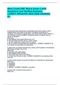 West Coast EMT Block Exam 3 with Questions and Verified Answers LATEST UPDATED 2025-2026 GRADED A&plus;