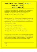 BIOLOGY 211 EXAM 1 - IOWA STATE UNIVERSITY QUESTIONS AND ANSWERS 2025