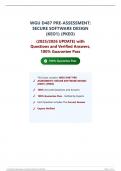 WGU D487 PRE-ASSESSMENT&colon; SECURE SOFTWARE DESIGN &lpar;KEO1&rpar; &lpar;PKEO&rpar; &lpar;2026&sol;2027 UPDATE&rpar; with Questions and Verified Answers&comma; 100&percnt; Guarantee Pass
