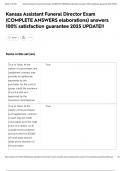 Kansas Assistant Funeral Director Exam &lpar;COMPLETE ANSWERS elaborations&rpar; answers 100&percnt; satisfaction guarantee 2025 UPDATE&excl;&excl;