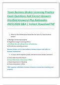 Texas Business Broker Licensing Practice  Exam Questions And Correct Answers  &lpar;Verified Answers&rpar; Plus Rationales  2025&vert;2026 Q&A &vert; Instant Download Pdf 