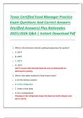 Texas Certified Food Manager Practice  Exam Questions And Correct Answers  &lpar;Verified Answers&rpar; Plus Rationales  2025&vert;2026 Q&A &vert; Instant Download Pdf 