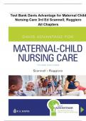 Test Bank for Davis Advantage for Maternal Child Nursing Care 3rd Edition Scannell &vert; 9781719640985 &vert; &vert; Chapter 1-33 &vert; All Chapters with Answers and Rationals