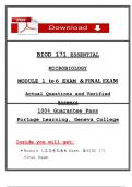 Biod 171 essential microbiology Module 1 - 6 Exam Questions and Answers Portage Learning