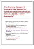 Texas Emergency Management  Certification Exam Questions And  Correct Answers &lpar;Verified Answers&rpar; Plus  Rationales 2025 Q&A &vert; Instant  Download Pdf