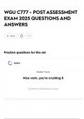 WGU C777 - POST ASSESSMENT EXAM 2025 QUESTIONS AND ANSWERS