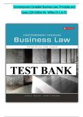 Test Bank - Contemporary Canadian Business Law&comma; Principles and Cases 12th Edition by Willes&comma; All Chapters 1 to 35 Covered&comma; Verified Latest Edition