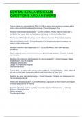 DENTAL SEALANTS EXAM QUESTIONS AND ANSWERS