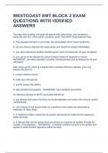 WESTCOAST EMT BLOCK 2 EXAM QUESTIONS WITH VERIFIED ANSWERS