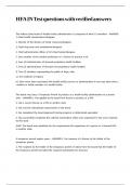 HFA IN Test questions with verified answers
