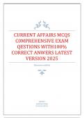 CURRENT AFFAIRS MCQS C0MPREHENSIVE EXAM QESTIONS WITH100&percnt; CORRECT ANWERS LATEST VERSION 2025&period;