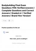 Bodybuilding Final Exam Questions With Verified Answers &vert; Complete Questions and Correct Answers &vert; Graded A&plus; &vert; Verified Answers &vert; Brand New Version&excl;