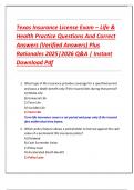 Texas Insurance License Exam &ndash; Life &  Health Practice Questions And Correct  Answers &lpar;Verified Answers&rpar; Plus  Rationales 2025&vert;2026 Q&A &vert; Instant  Download Pdf