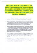 WGU C985 HEALTH CARE ANALYTICS  OBJECTIVE ASSESSMENT ACTUAL EXAM  2025&sol;2026 COMPLETE QUESTIONS BANK  AND CORRECT DETAILED ANSWERS WITH  RATIONALES &vert;&vert; 100&percnt; GUARANTEED PASS  <NEWEST VERSION> 