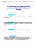 NC PARALEGAL CERTIFICATION EXAM&semi; ACTUAL QUESTIONS WITH VERIFIED ANSWERS