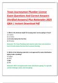 Texas Journeyman Plumber License  Exam Questions And Correct Answers  &lpar;Verified Answers&rpar; Plus Rationales 2025  Q&A &vert; Instant Download Pdf