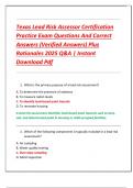 Texas Lead Risk Assessor Certification  Practice Exam Questions And Correct  Answers &lpar;Verified Answers&rpar; Plus  Rationales 2025 Q&A &vert; Instant  Download Pdf