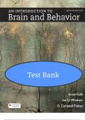 Test Bank for An Introduction to Brain and Behavior  7th Edition by Bryan Kolb&comma; Ian Q&period; Whishaw&comma;  Chapters 1 - 16&comma; Complete Newest Version&comma; study guide