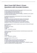 West Coast EMT Block 1 Exam Questions with Accurate Answers