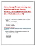 Texas Massage Therapy Licensing Exam  Questions And Correct Answers  &lpar;Verified Answers&rpar; Plus Rationales 2025  Q&A &vert; Instant Download Pdf