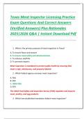 Texas Meat Inspector Licensing Practice  Exam Questions And Correct Answers  &lpar;Verified Answers&rpar; Plus Rationales  2025&vert;2026 Q&A &vert; Instant Download Pdf 