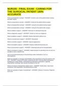 NUR105 - FINAL EXAM - CARING FOR THE SURGICAL PATIENT 100&percnt; ACCURATE