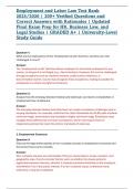 Employment and Labor Law Test Bank 2025&sol;2026 &vert; 200&plus; Verified Questions and Correct Answers with Rationales &vert; Updated Final Exam Prep for HR&comma; Business Law&comma; and Legal Studies &vert; GRADED A&plus; &vert; University-Level Study Guide 