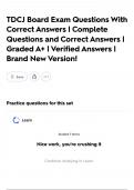 TDCJ Board Exam Questions With Correct Answers  &vert; Complete Questions and Correct Answers &vert; Graded A&plus; &vert; Verified Answers &vert; Brand New Version&excl;
