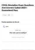 CSWA Simulation Exam Questions And Answers &vert;Latest 2025 &vert; Guaranteed Pass&period;
