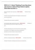 HESI A2- Critical Thinking Exam Questions and Answers &lpar;Solved Papers&rpar;latest update 2025&sol;2026 RATED A&plus;