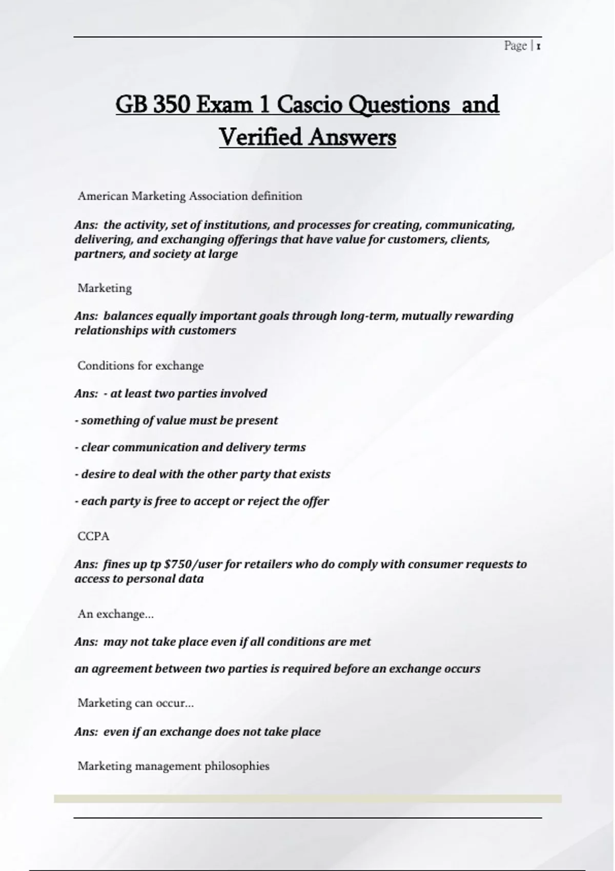 GB 350 Exam 1 Cascio Questions and Verified Answers - GB 350 - Stuvia US