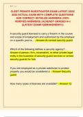 CLEET PRIVATE INVESTIGATOR EXAM LATEST 2025&sol;  2026 ACTUAL EXAM WITH COMPLETE QUESTIONS  AND CORRECT DETAILED ANSWERS &lpar;100&percnt;  VERIFIED ANSWERS&rpar; &vert;ALREADY GRADED A&plus;&vert;  &vert;&vert;LATEST EXAM&excl;&excl;&excl;&vert;&vert;BRANDNEW&excl;&excl;&excl;&vert;&vert;