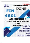 FIN4801 Assignment 4 &lpar;COMPLETE ANSWERS&rpar; 2025 - DUE 8 August 2025