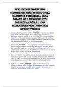 Real Estate Marketing&colon; Commercial Real Estate &lpar;SAE&rpar;&comma; Champions Commercial Real Estate- SAE Questions with Correct Answers &vert; 100&percnt; Guaranteed Pass&vert; Updated&vert; Newest Version