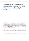 Entry-Level CBP Officer Logical Reasoning Test Questions with 100&percnt; Correct Answers &vert; Latest Update &vert; Verified