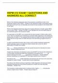 HSPM 412 EXAM 1 QUESTIONS AND ANSWERS ALL CORRECT 