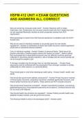 HSPM 412 UNIT 4 EXAM QUESTIONS AND ANSWERS ALL CORRECT 