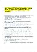 HSPM 412 TESTED EXAM QUESTIONS WITH VERIFIED ANSWERS LATEST UPDATE 
