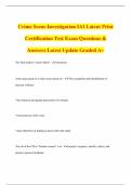 Crime Scene Investigation IAI Latent Print Certification Test Exam Questions & Answers Latest Update Graded A&plus;