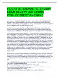 FLIGHT ATTENDANT INTERVIEW EXAM REVIEW QUESTIONS WITH CORRECT ANSWERS 