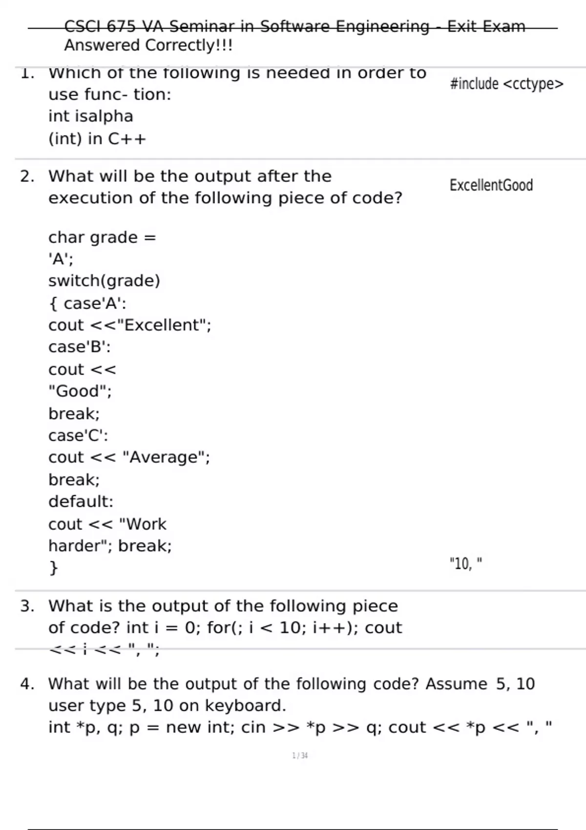 CSCI 675 VA Seminar in Software Engineering - Exit Exam Answered ...