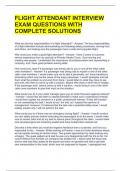 FLIGHT ATTENDANT INTERVIEW EXAM QUESTIONS WITH COMPLETE SOLUTIONS 