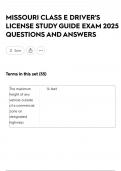 MISSOURI CLASS E DRIVER'S LICENSE STUDY GUIDE EXAM 2025 QUESTIONS AND ANSWERS