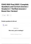 FSHD 1020 Final  2025 &vert; Complete Questions and Correct Answers &vert; Graded A&plus; &vert; Verified Answers &vert; Brand New Version&excl;