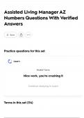 Assisted Living Manager AZ Numbers Questions With Verified Answers