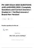 PN 4001 EXAM 2025 QUESTIONS AND ANSWERS 2025 &vert; Complete Questions and Correct Answers &vert; Graded A&plus; &vert; Verified Answers &vert; Brand New Version&excl;
