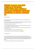 NBHWC Practice 2025&sol;26 &ndash; COMPLETE REVISION QUESTIONS AND CORRECT DETAILED ANSWERS &lpar;VERIFIED ANSWERS&rpar; ALREADY GRADED A&plus;