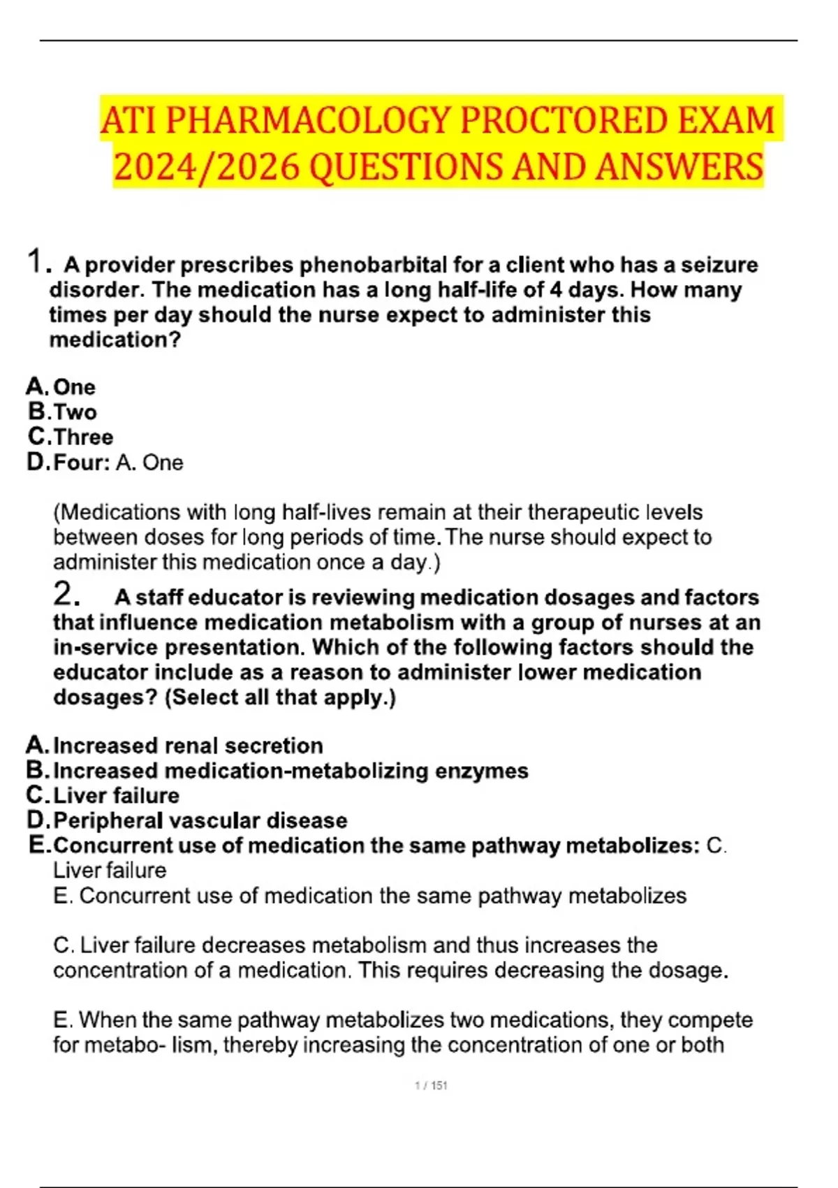 ATI Pharmacology Proctored Exam 2024–2025 | Updated NGN Style Questions ...